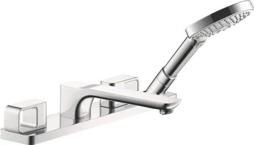 Axor Robinet de bordure de carrelage 4 trous URQUIOLA DN 15, avec plaque en nickel brossé