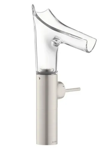 Axor EH-WT-MI 220 STARCK V pour lavabo avec bec en verre et support en acier inoxydable