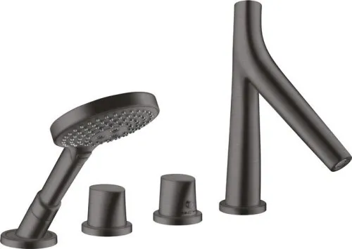 Axor - Robinet de baignoire 4 trous STARCK ORGANIC DN15 avec mitigeur thermostatique pour montage mural - Chrome noir brossé