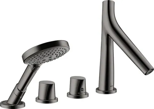 Axor - Robinet de baignoire 4 trous STARCK ORGANIC DN15 avec mitigeur thermostatique pour montage mural - Chrome noir poli