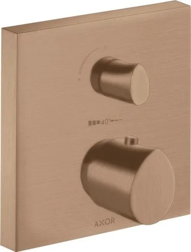 Thermostat AXOR STARCK ORGANIC encastré avec vanne d'arrêt/réglage fin - Rouge or brossé