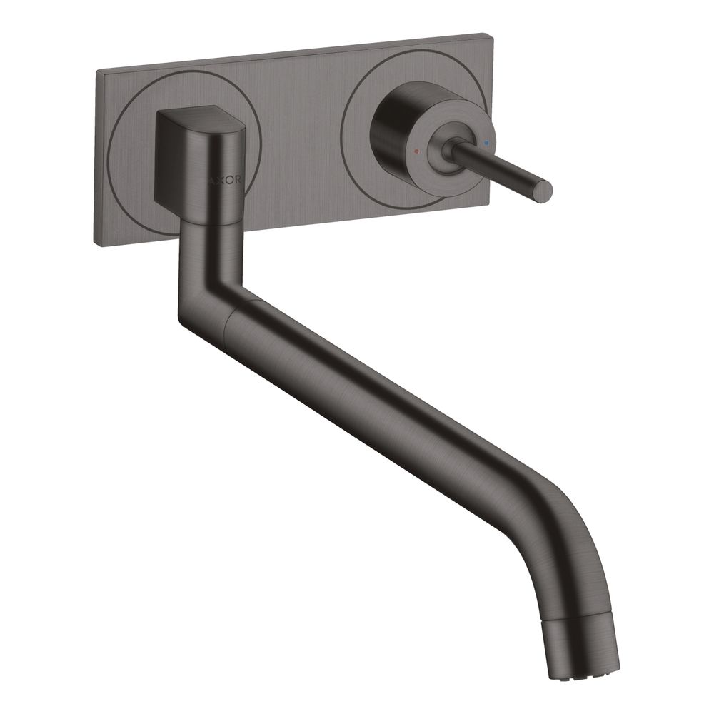 Hansgrohe AXOR Uno Mitigeur monocommande de cuisine encastré pour montage mural, 330-500 mm, 9 l/min, fonction télescopique, Chrome brossé noir