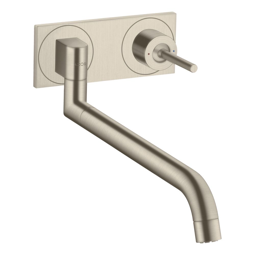 Mitigeur de cuisine monocommande AXOR Uno encastré pour montage mural, 330-500mm, 9l/min, fonction télescopique, Nickel brossé