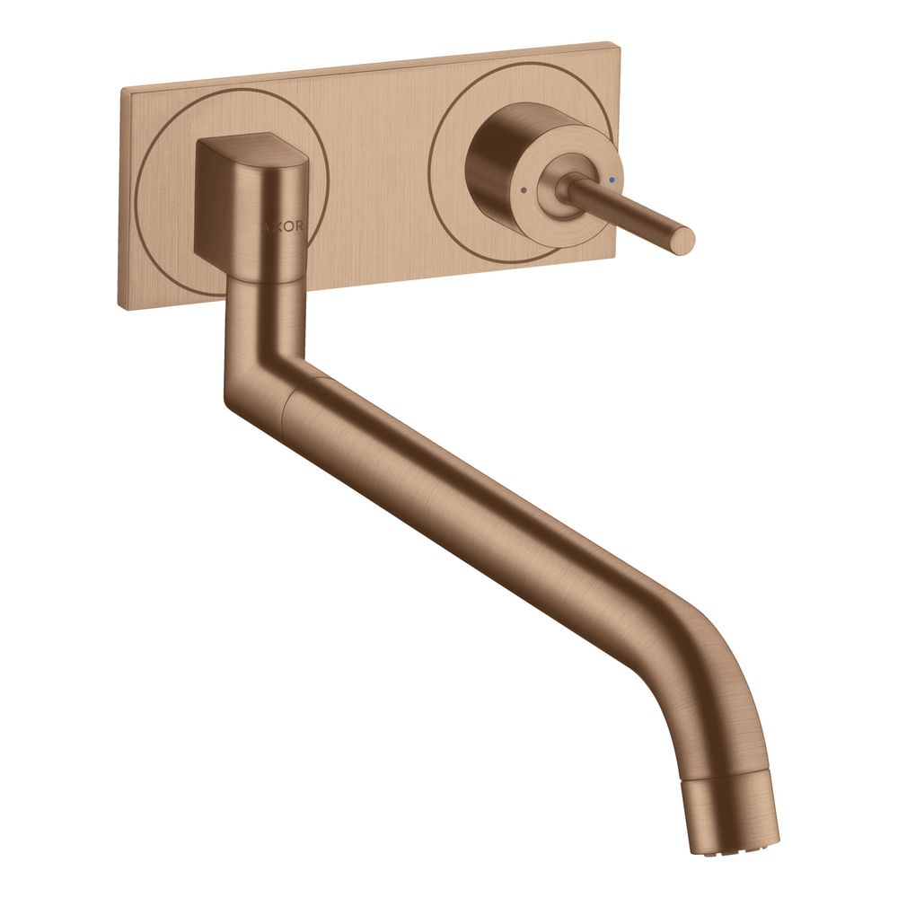 Mitigeur de cuisine monocommande AXOR Uno encastré pour montage mural, 330-500mm, 9l/min, fonction télescopique, Or rouge brossé