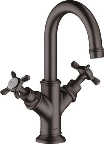 Robinetterie mitigeuse 2 commandes Axor 2-Griff-WT Montreux 160 DN 15 filetage interne HWB avec douchette 1 1/4" chrome brossé noir