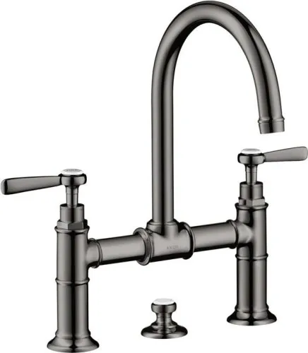 Robinet mitigeur 2-poignées AXOR Montreux 220 DN 15 mm, bec orientable ZAG 1 1/4", finition chrome noir poli