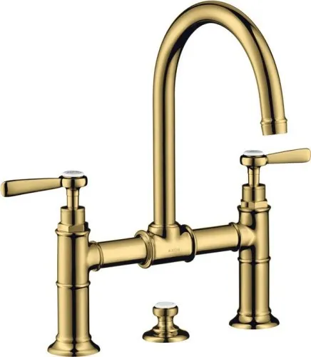 Axor mitigeur 2 commandes MONTREUX DN 15 avec levier et bec verseur 1 1/4" finition or poli