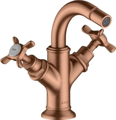 Robinetterie de bidet à deux poignées AXOR MONTREUX avec filetage ZAG 1 1/4" laiton rouge brossé