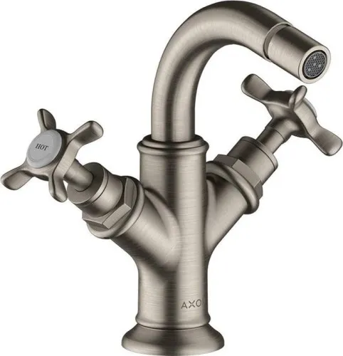 Robinetterie de bidet à deux poignées AXOR MONTREUX avec filetage ZAG 1 1/4" finition acier inoxydable