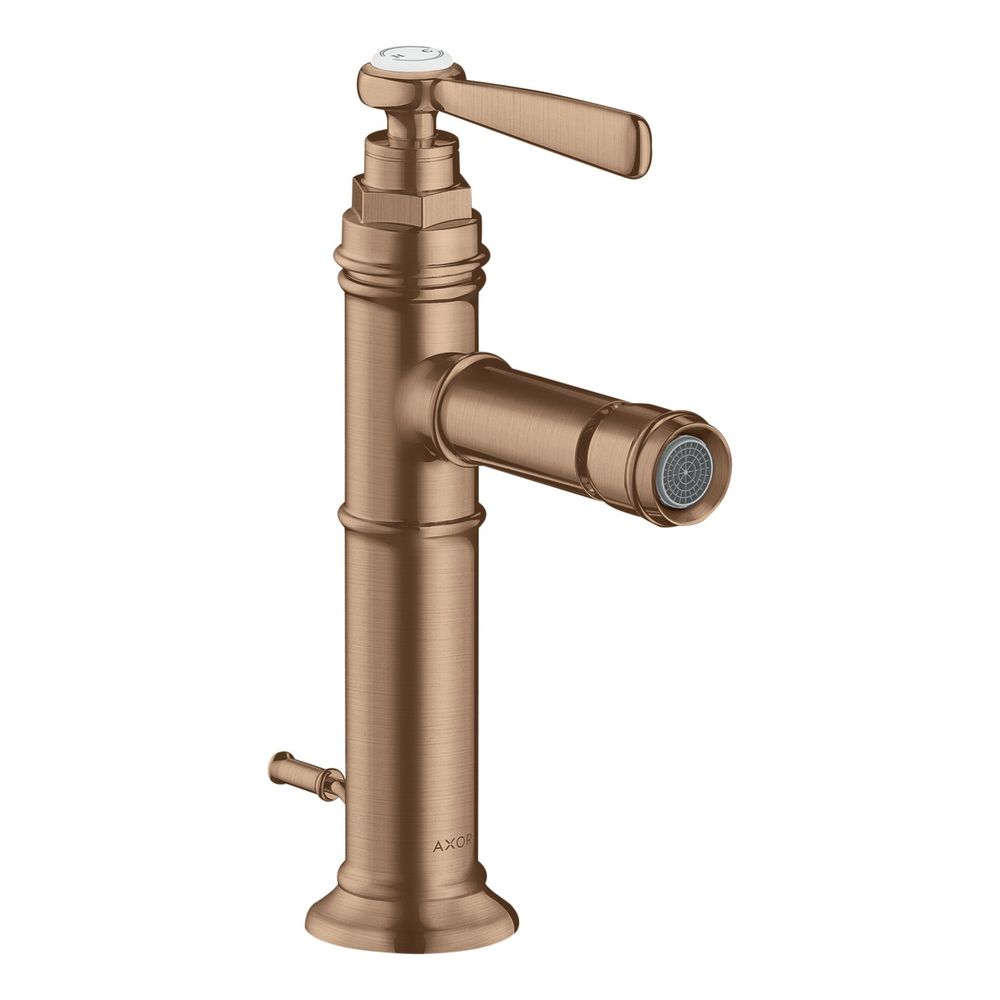 Mitigeur bidet monocommande Hansgrohe AXOR Montreux, 5 l/min, poignée à levier, garniture d'évacuation par tige de traction, Brushed Red Gold