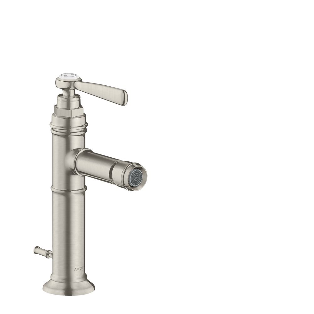 Mitigeur de bidet Axor Montreux à levier unique, 5 l/min, poignée à levier, évacuation par tige de traction, finition acier inoxydable