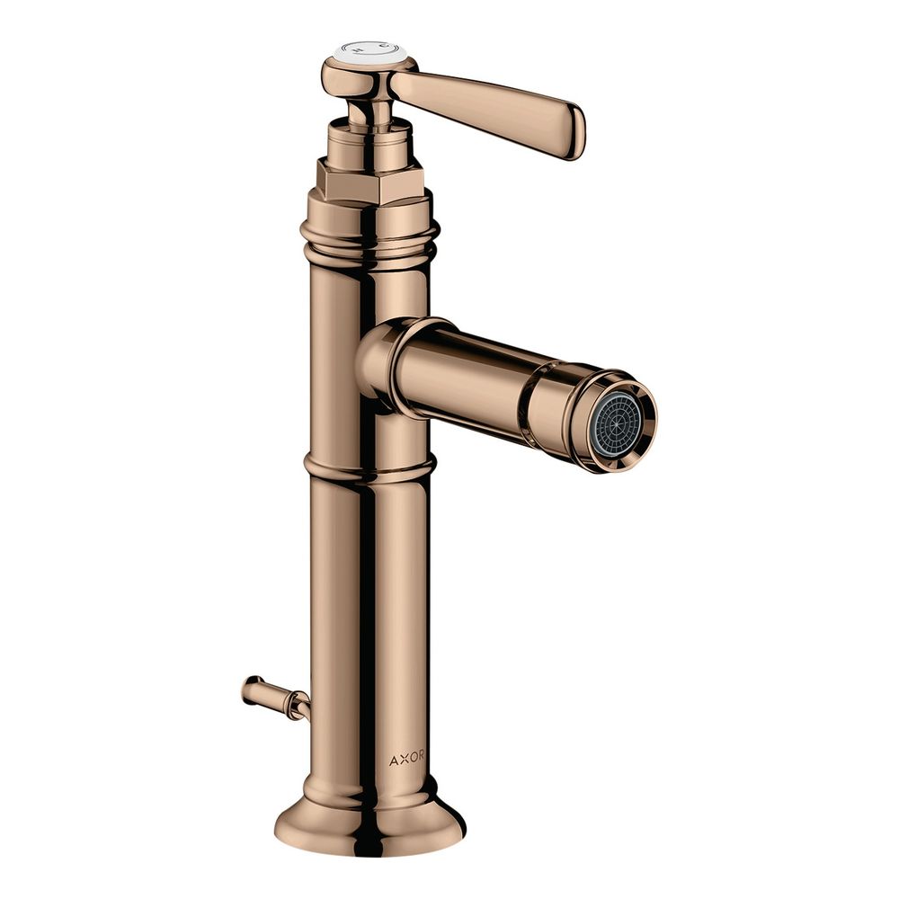 Mitigeur monocommande AXOR Montreux Hansgrohe pour bidet, 5 l/min, levier, évacuation à tige de traction, Rouge Or poli