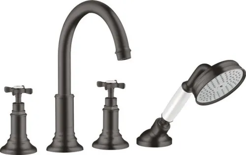 Robinet de baignoire à 4 trous AXOR MONTREUX DN 15 finition chrome noir brossé