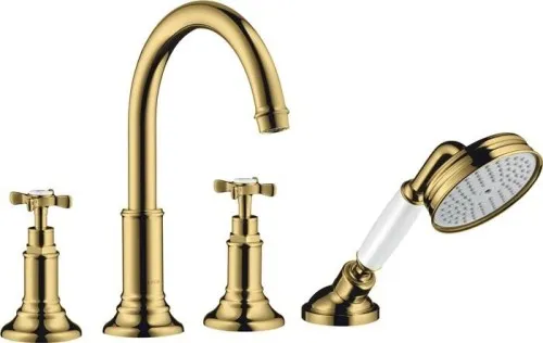 Robinetterie de baignoire 4 trous AXOR MONTREUX DN 15 finition or poli