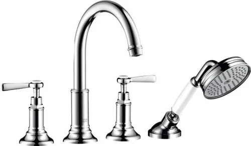 Robinetterie de bain 4 trous AXOR Montreux DN15 avec leviers finition acier inoxydable