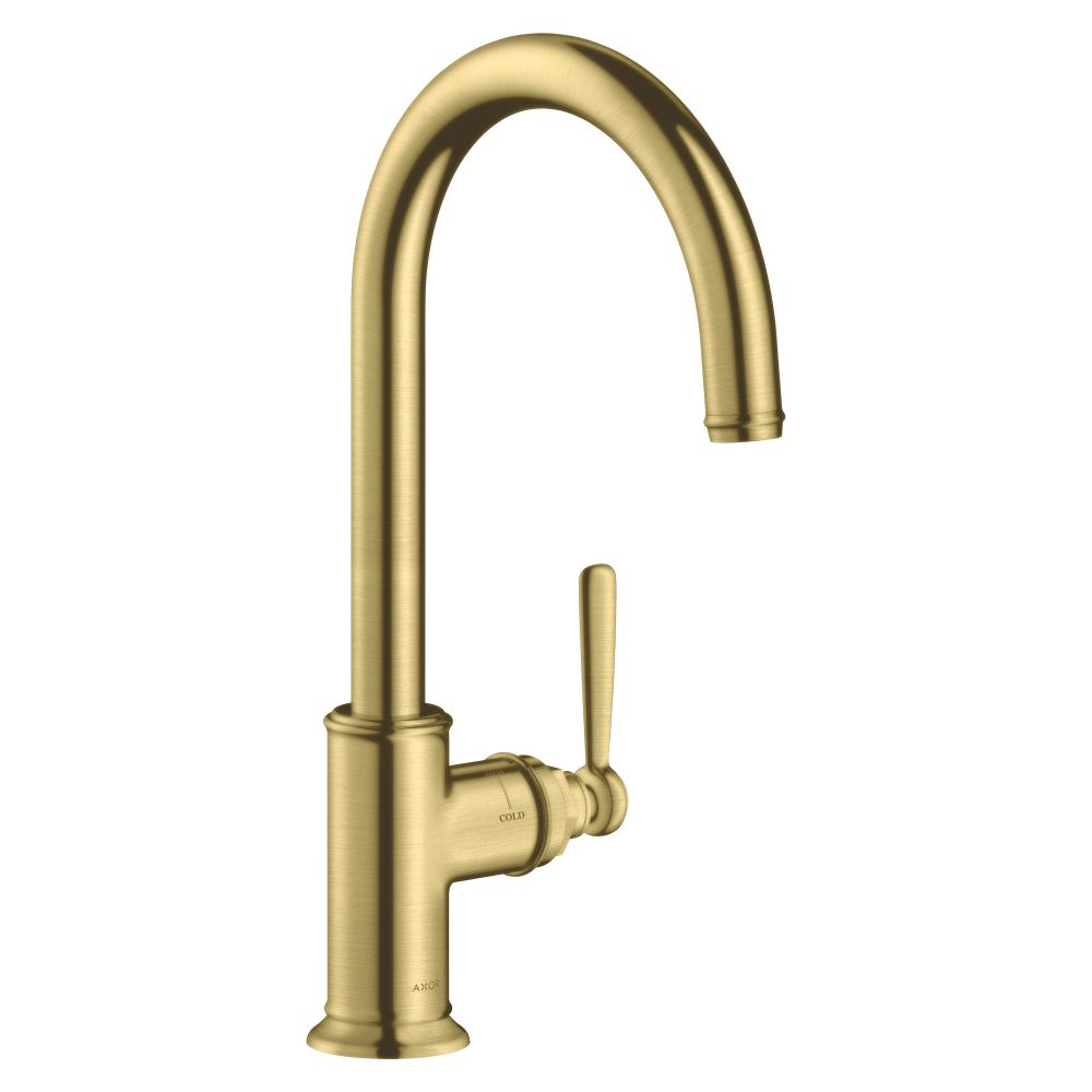 Mélangeur de cuisine AXOR Montreux monocommande Hansgrohe 260 mm, 11 l/min, bec orientable, laiton brossé, 16580950