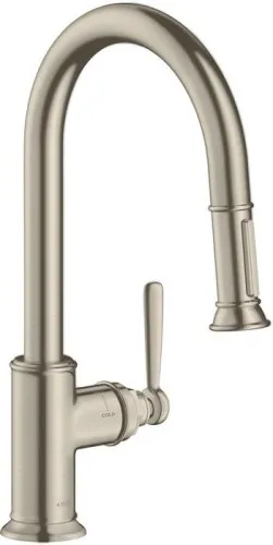 Mélangeur monocommande de lavabo Axor Montreux DN 15 avec pommeau extractible nickel brossé