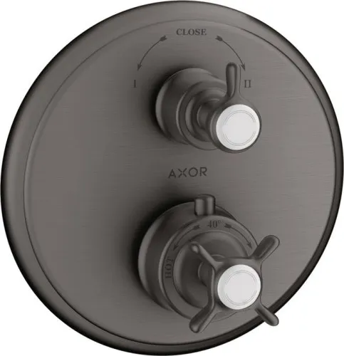 Robinet thermostatique AXOR MONTREUX UP avec vanne d'arrêt et de changement de flux, noir