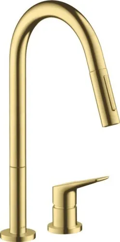 Mélangeur monocommande de lavabo 2 voies Axor Citterio M DN 15 avec douchette escamotable laiton brossé