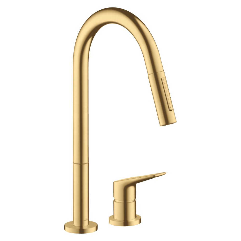 Mitigeur de cuisine Hansgrohe AXOR Citterio M 2 trous ComfortZone 220, 9l/min, bec orientable, finition Or brossé