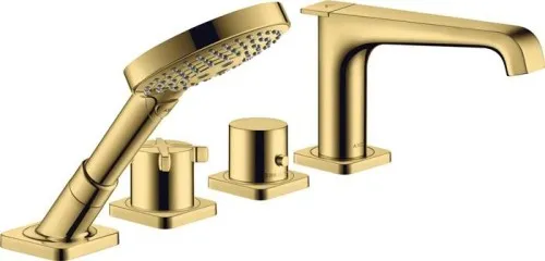 Robinetterie de bord de carrelage 4 trous CITTERIO E DN 15 avec mitigeur thermostatique finition or poli