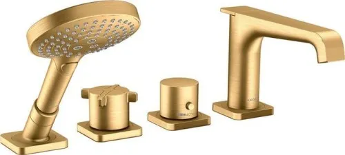 Robinetterie de baignoire 4 trous AXOR CITTERIO E DN 15, avec thermostat laiton brossé