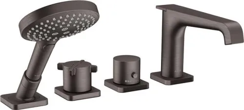 Robinetterie de baignoire à 4 trous AXOR CITTERIO E DN 15 avec thermostat chrome noir brossé