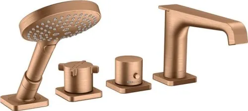 Robinetterie de baignoire à encastrer 4 trous CITTERIO E DN 15 avec mitigeur thermostatique finition bronze brossé