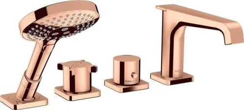 Robinetterie de bordure de baignoire Axor 4 trous CITTERIO E DN 15 avec mitigeur thermostatique - rouge or poli