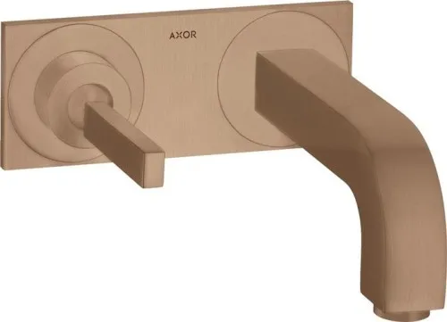 Mélangeur monocommande pour lavabo Axor Citterio DN 15 UP avec plaque de finition et bec de 165 mm - finition or brossé rouge