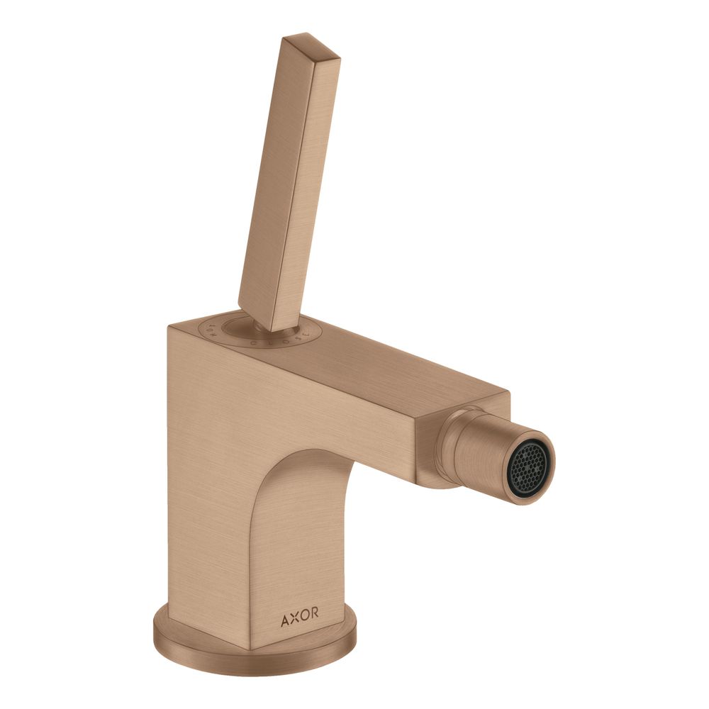 Mélangeur bidet monocommande AXOR Citterio Hansgrohe, 7,2 l/min, évacuation par tige de traction, finition Rouge Or brossé