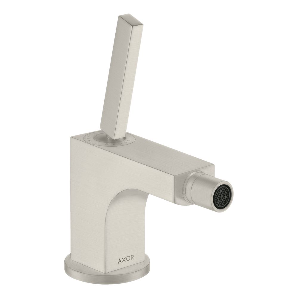 Mélangeur bidet monocommande AXOR Citterio Hansgrohe, 7,2 l/min, évacuation par tige de traction, finition Edelstahl Optic