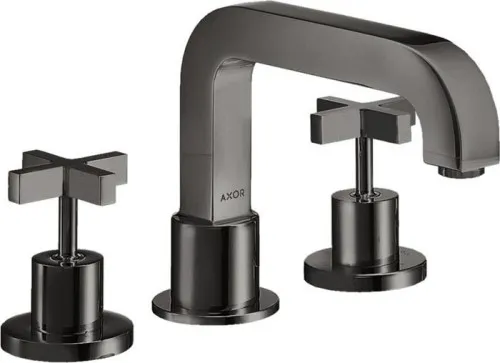 Robinetterie de baignoire à 3 trous CITTERIO DN 15 avec crosses, finition chrome noir poli
