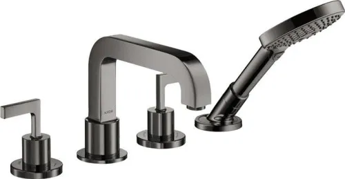 Robinet de baignoire à encastrer 4 trous AXOR Citterio DN 15 avec levier et rosace - finition chrome noir poli