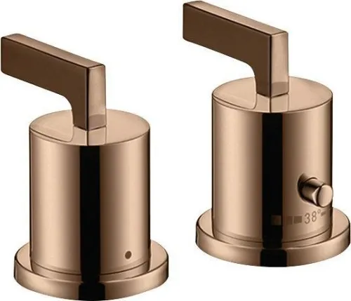 Robinetterie de bain 2 trous AXOR CITTERIO DN 15 avec mitigeur thermostatique et poignées levier or rouge poli