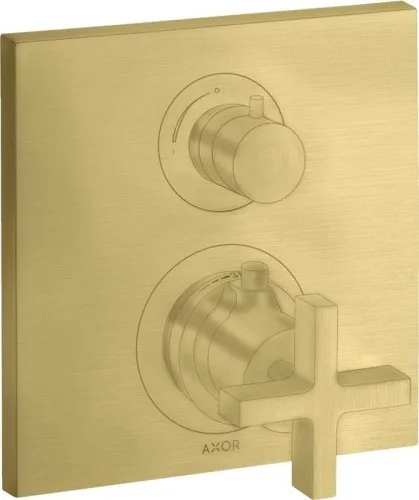 Robinetterie thermostatique AXOR CITTERIO UP avec vanne d'arrêt, finition laiton brossé
