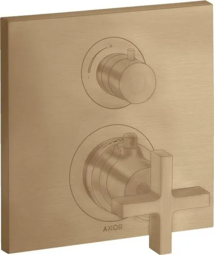 Thermostat AXOR CITTERIO UP avec vanne d'arrêt/réglage et poignée cruciforme bronze