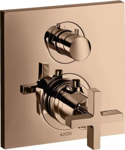 Axor Thermostat CITTERIO UP avec vanne d'arrêt/réglage et poignée cruciforme rouge or
