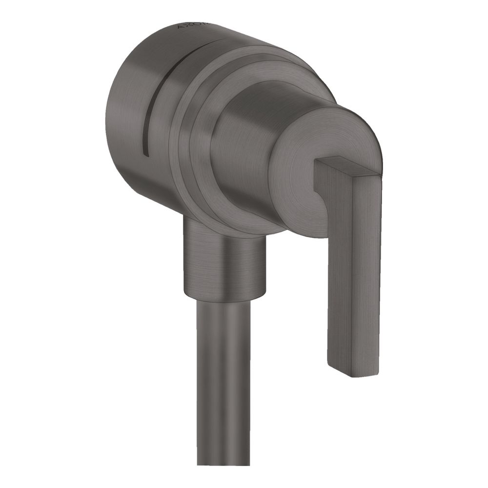 Raccord flexible AXOR CITTERIO FIXFIT chrome noir brossé DN 15, avec vanne d'arrêt et levier à clapet anti-retour AXOR