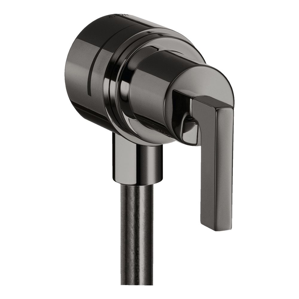 Raccord flexible AXOR CITTERIO FIXFIT chrome noir poli DN 15, avec vanne d'arrêt et levier à clapet anti-retour AXOR
