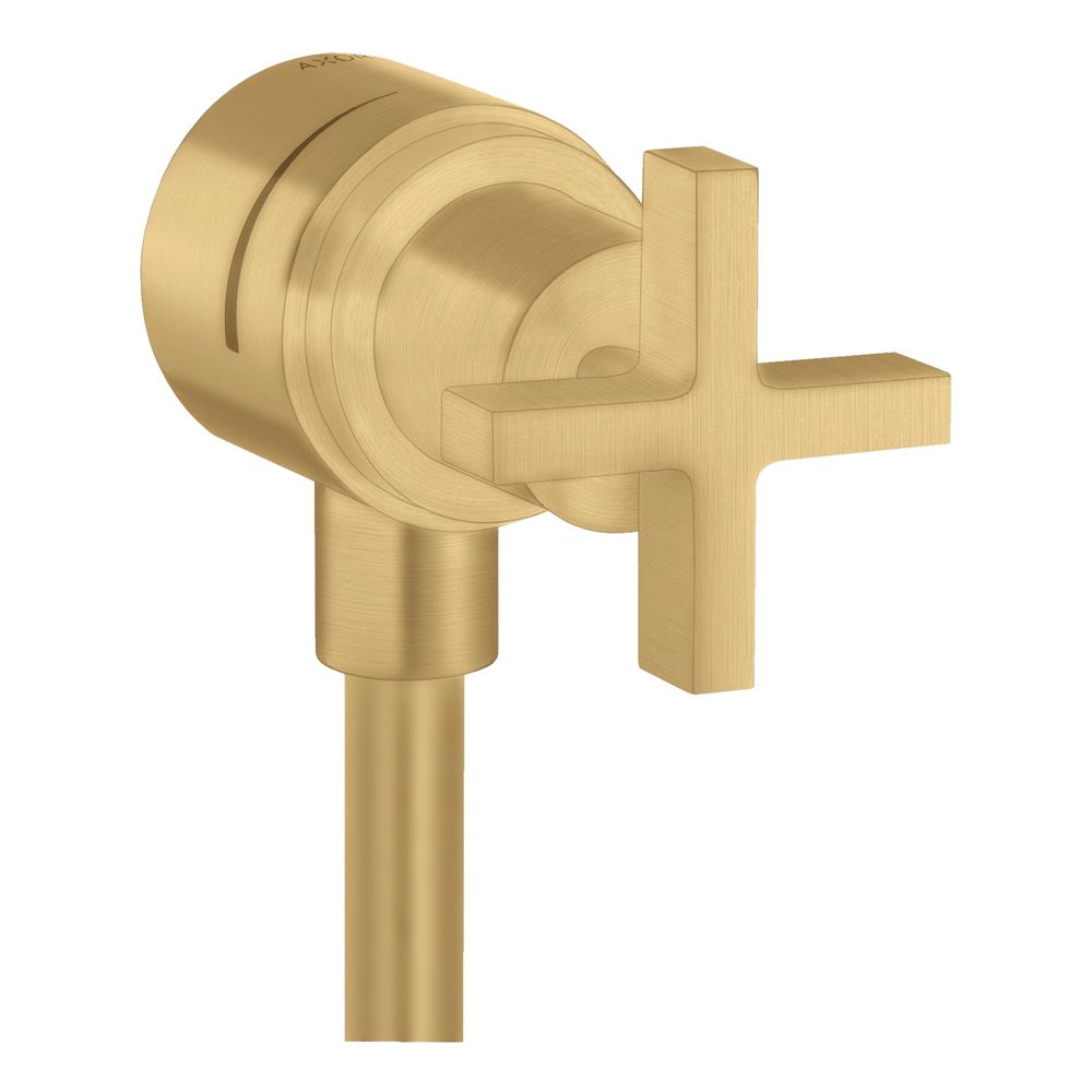 Hansgrohe AXOR Citterio robinet d'arrêt mural avec clapet anti-retour, vanne d'arrêt, poignée en croix, finition Brushed Gold Optic