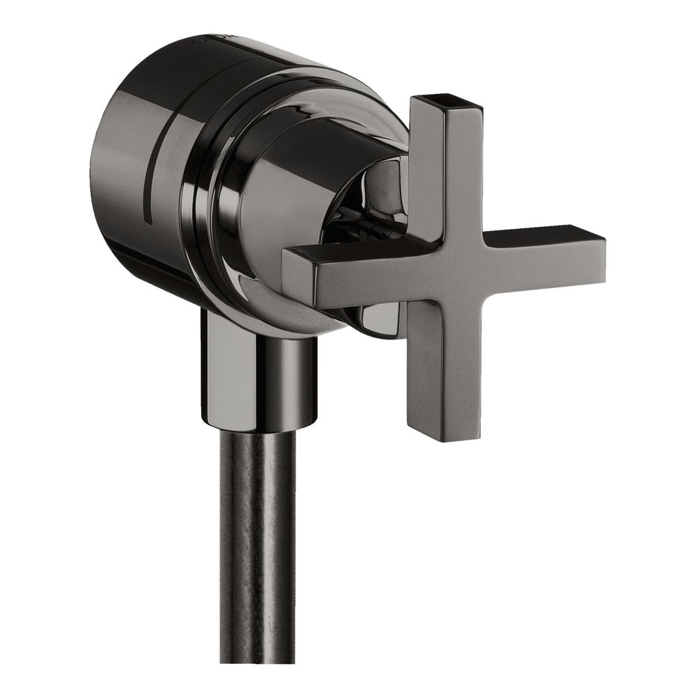 Hansgrohe AXOR Citterio Raccord mural Stop, Clapet anti-retour, Vanne d'arrêt, Poignée cruciforme, Chrome noir poli