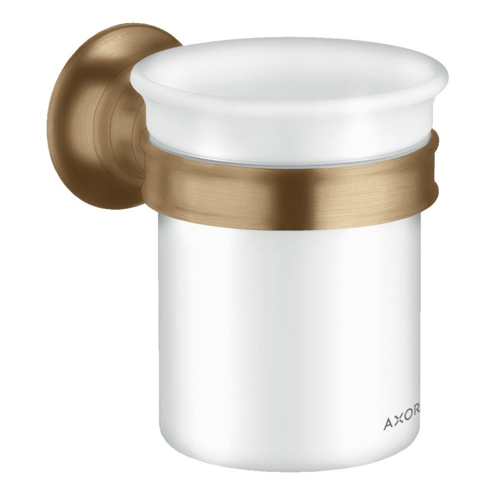 Hansgrohe AXOR Montreux gobelet à dents, fixation murale, métal/porcelaine, 106x87x121 mm, bronze brossé