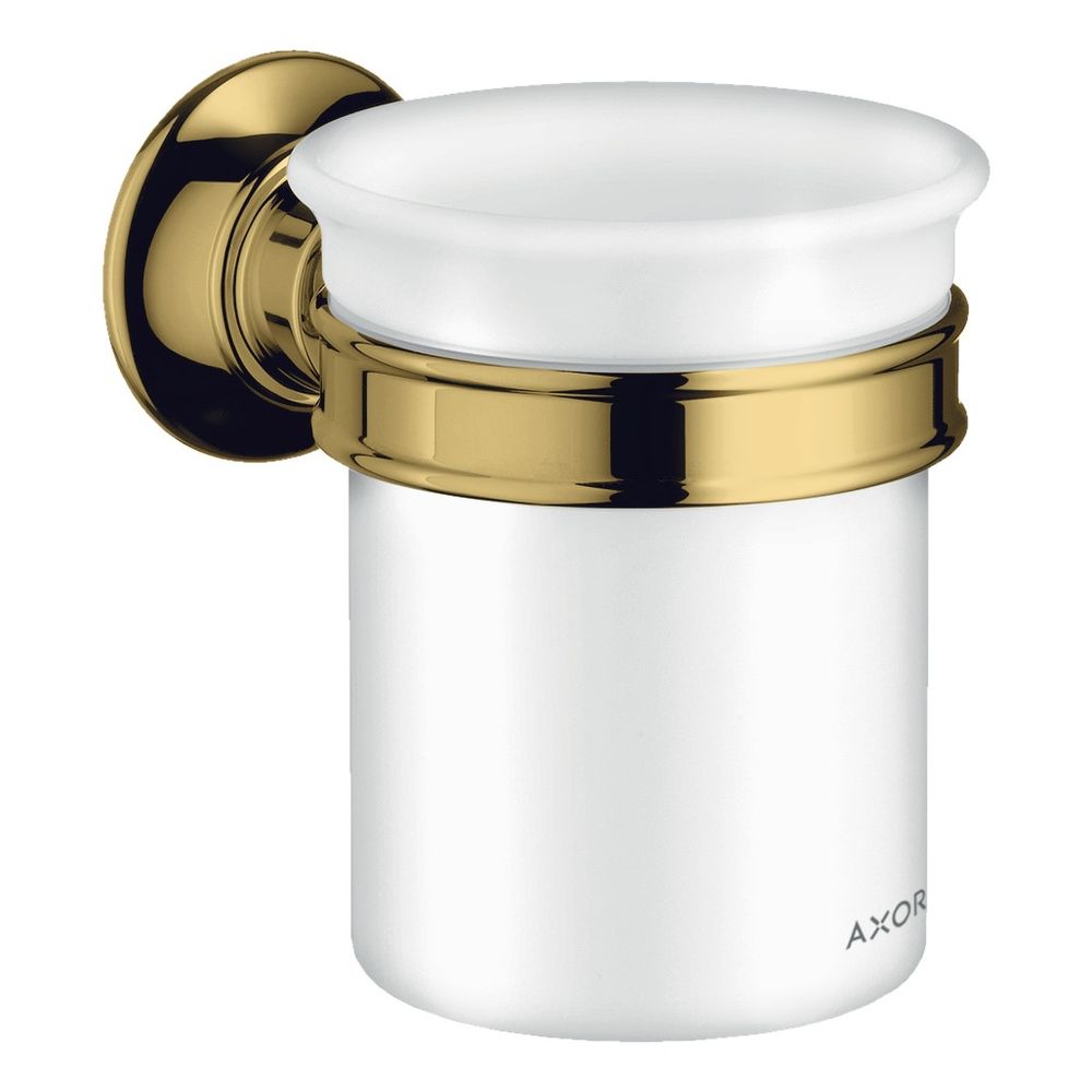 Gobelet de lavage AXOR Montreux Hansgrohe, fixation murale, métal/porcelaine, 106x87x121 mm, finition Or poli