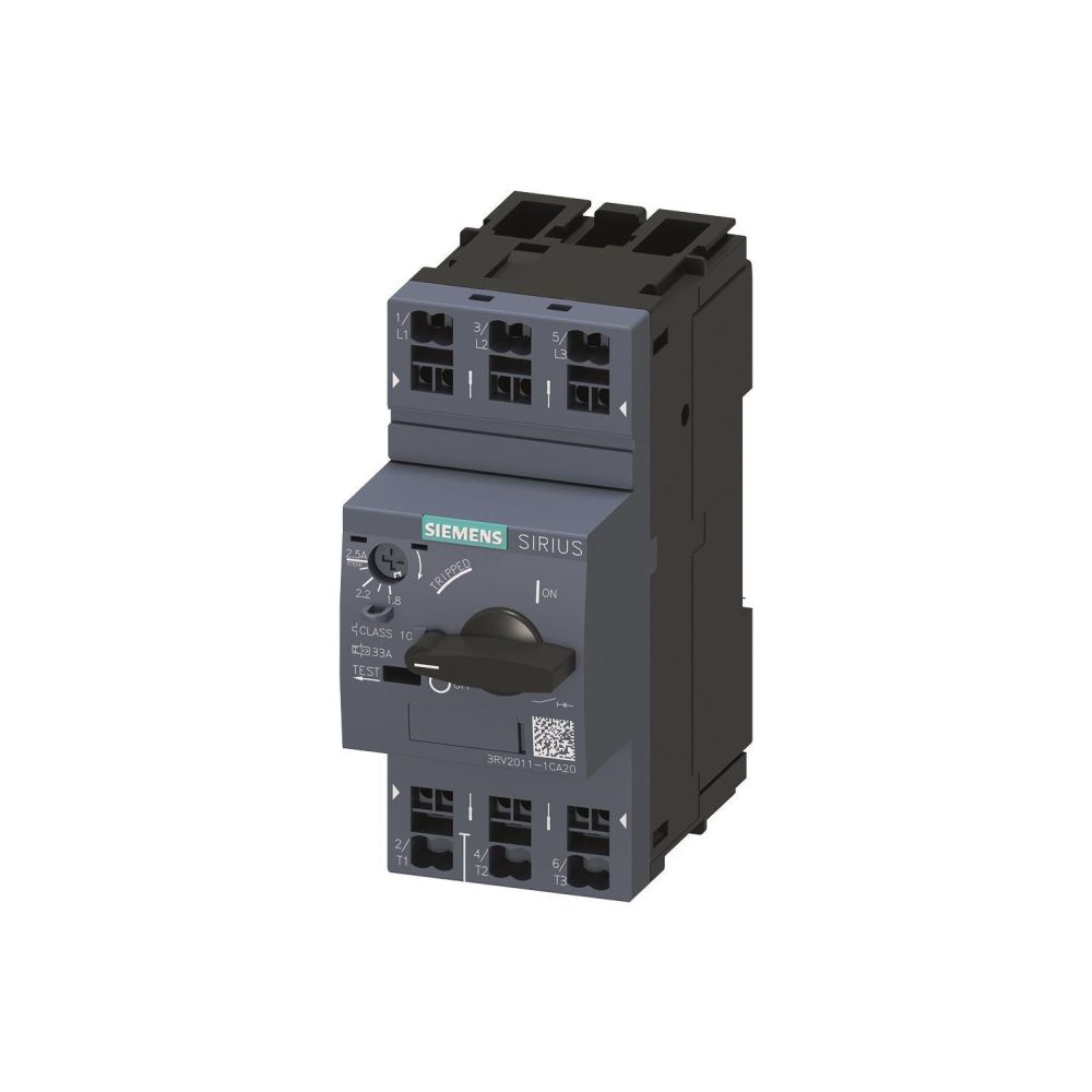 Disjoncteur de protection moteur SIRIUS 3RV2011-1CA20 S00 1,8-2,5A à connexion par ressort 106x45x97mm
