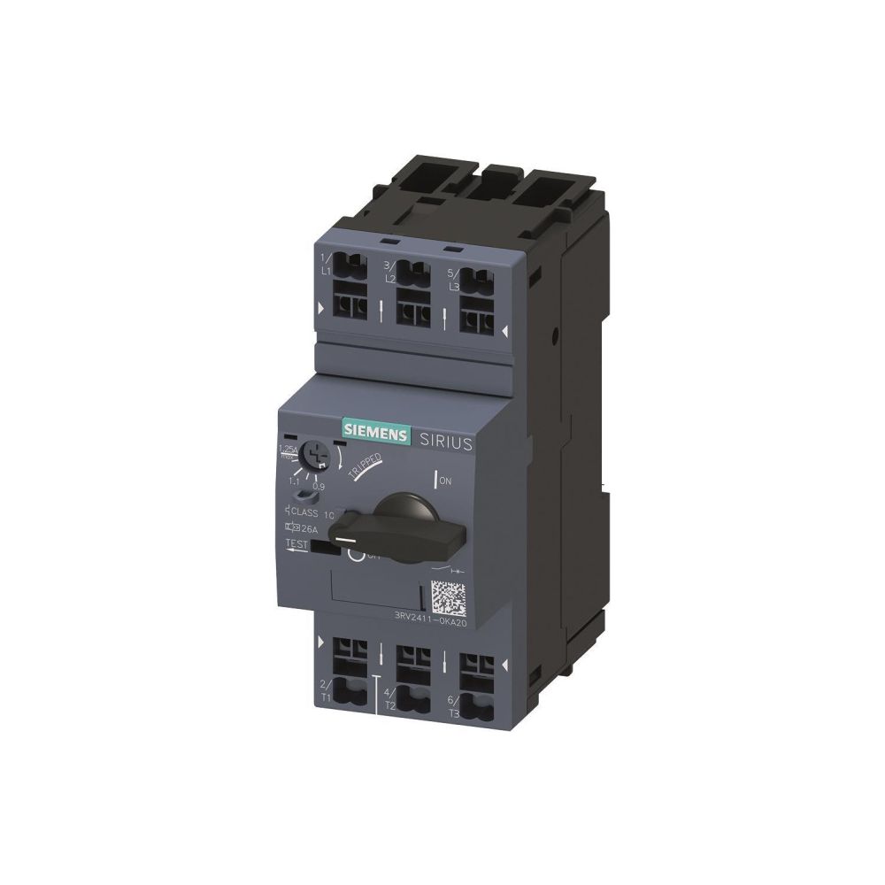 Disjoncteur de protection pour transformateur Siemens 3RV2411-0KA20 0,9-1,25A raccordement par ressort 106x45x97 mm