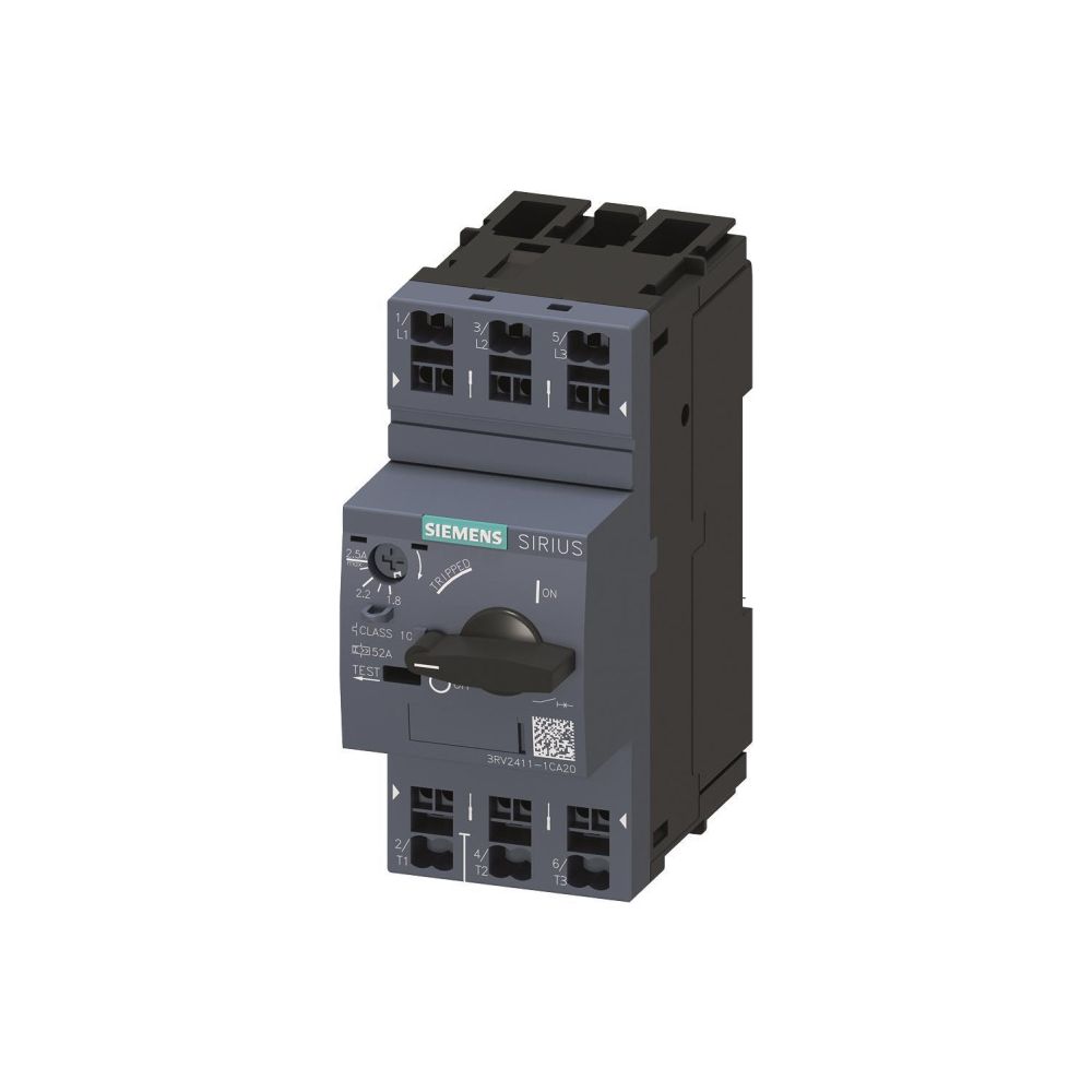 Disjoncteur de protection de transformateur Siemens 3RV2411-1CA20 1,8-2,5A à connexion à ressort