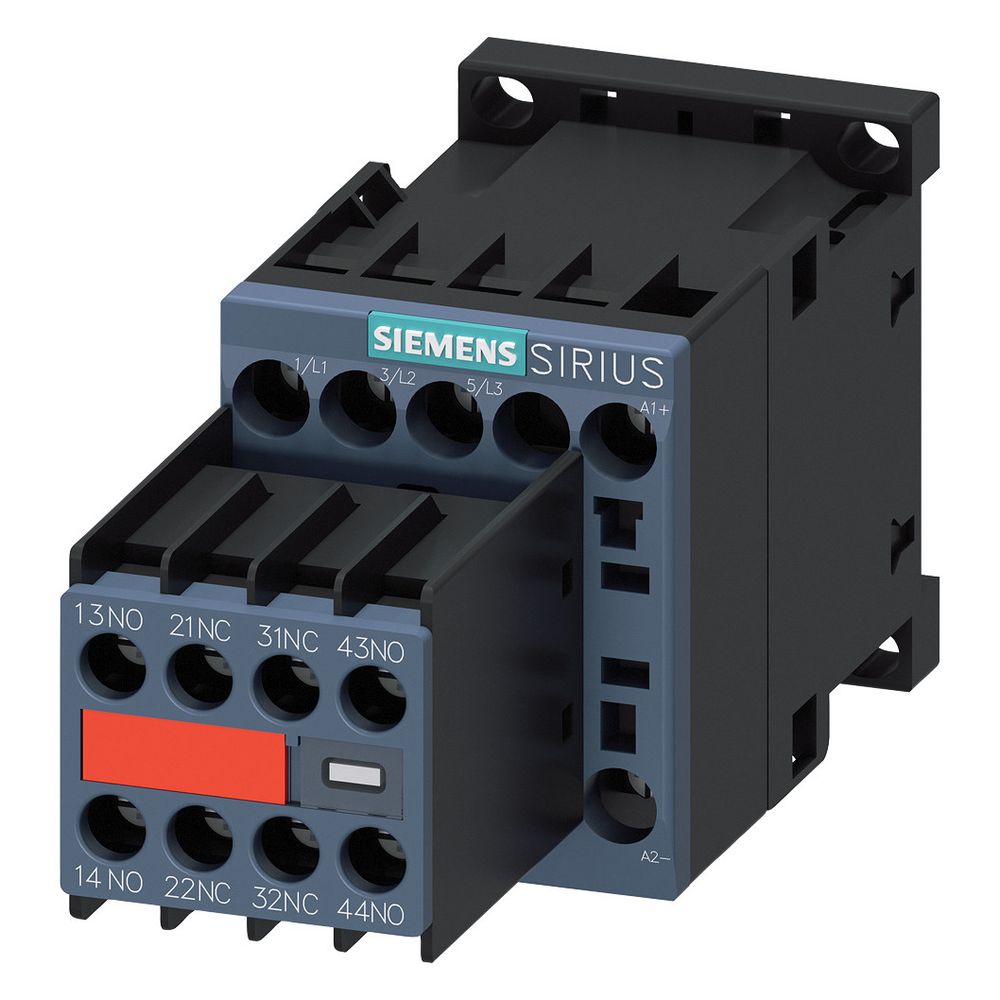 Contacteur de puissance Siemens SIRIUS 3RT2015-1BB44-3MA0 3 kW 24 V DC 3 pôles 2F+2O connexion par vis taille S00
