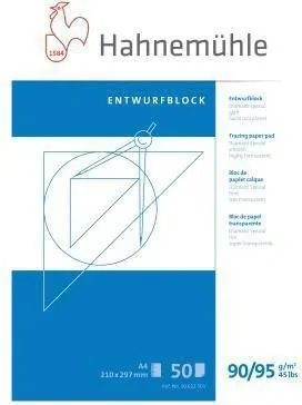 Bloc à dessin Hahnemühle Diamant Spezial DIN A4 90/95 g/m² hautement transparent 50 feuilles