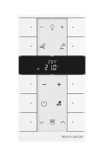 Busch-Jaeger SBR-F-10.0.11-84 Régulateur de température ambiante avec fonction de commande 10 touches Busch-Tenton®, Free@Home, blanc studio (2CKA006220A0889)